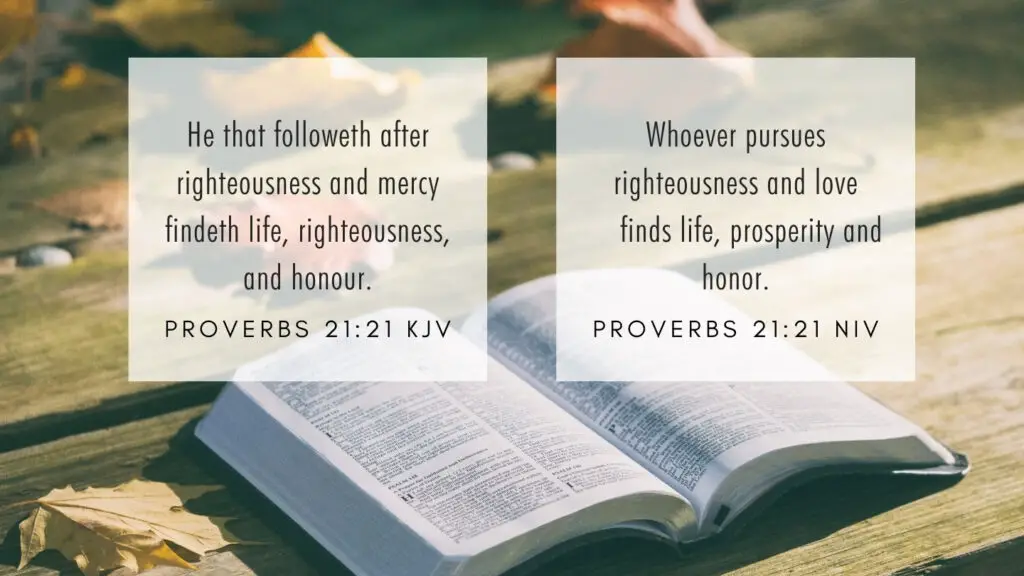 Proverbs 21:21 KJV and NIV