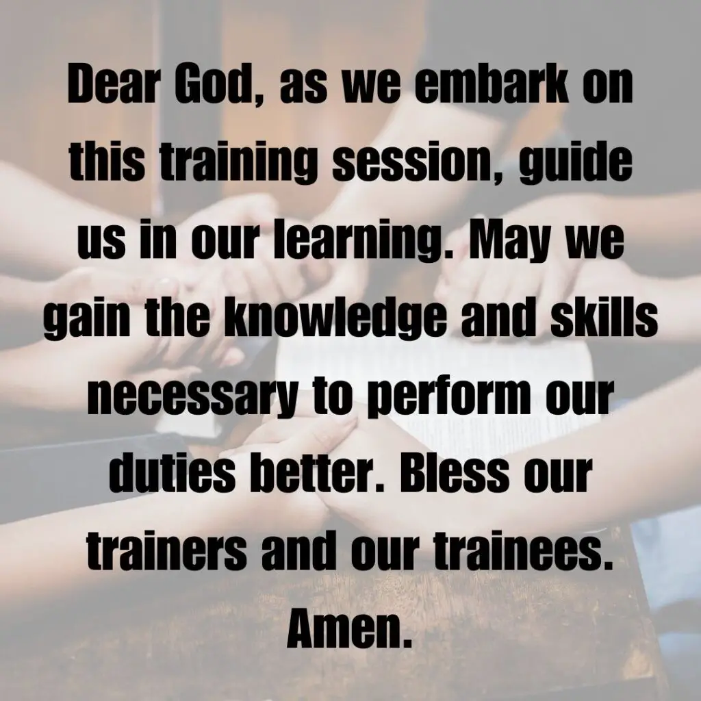 Prayer for Training Session
