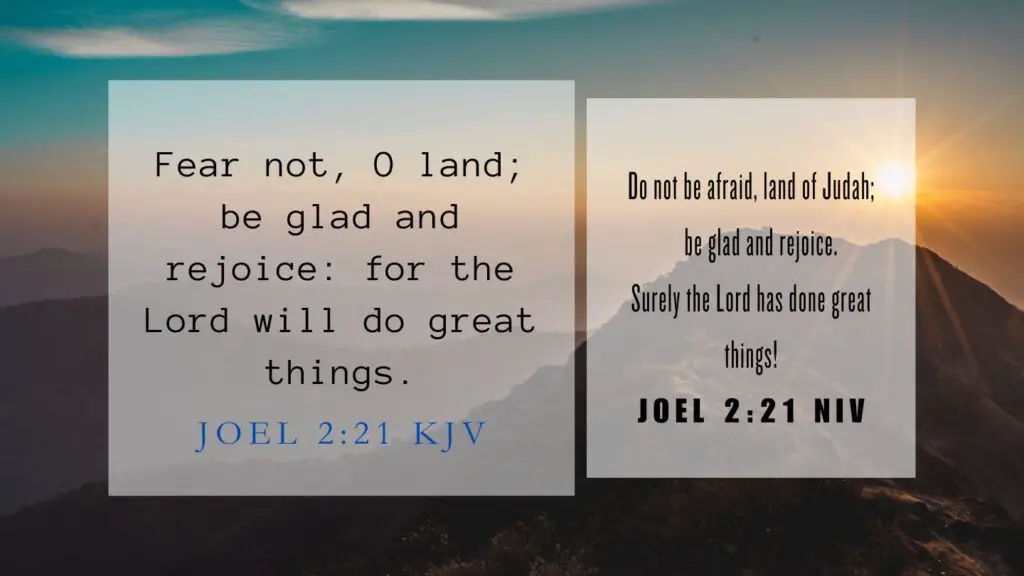 Verse of the Day KJV for August 1 2023 Tuesday - What does Joel 2:21 mean