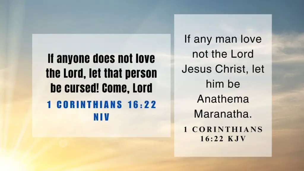 Verse of the Day KJV for August 13 2023 Sunday - What does 1 Corinthians 16:22 mean