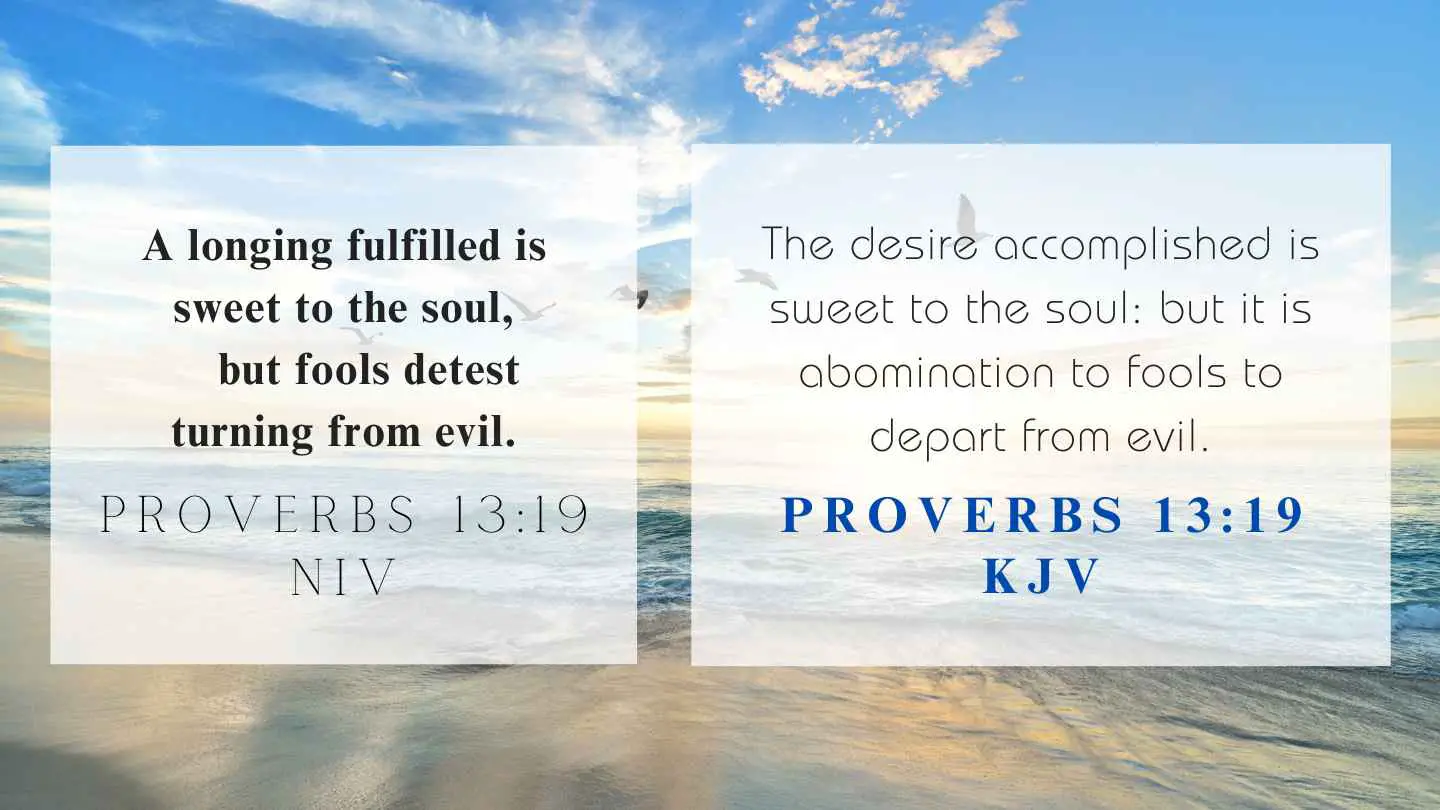 Proverbs 13:19 KJV and NIV