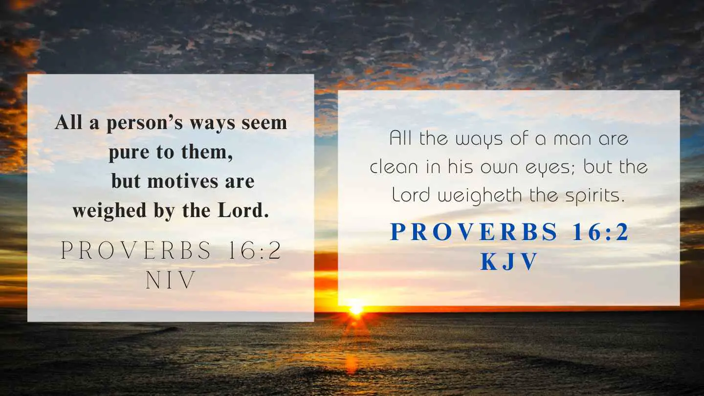 Proverbs 16:2 KJV and NIV