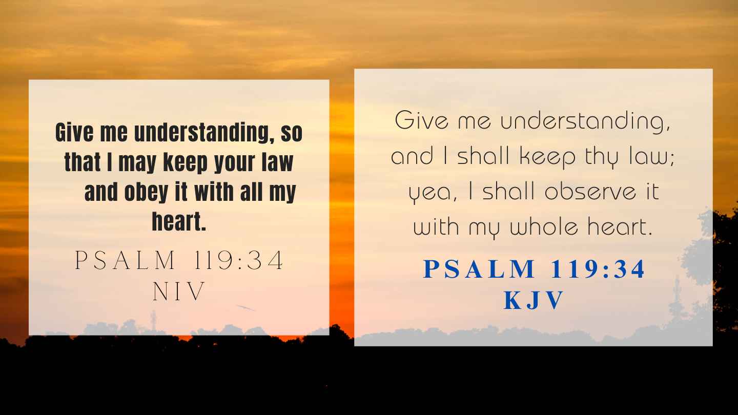 Psalm 119:34 KJV and NIV