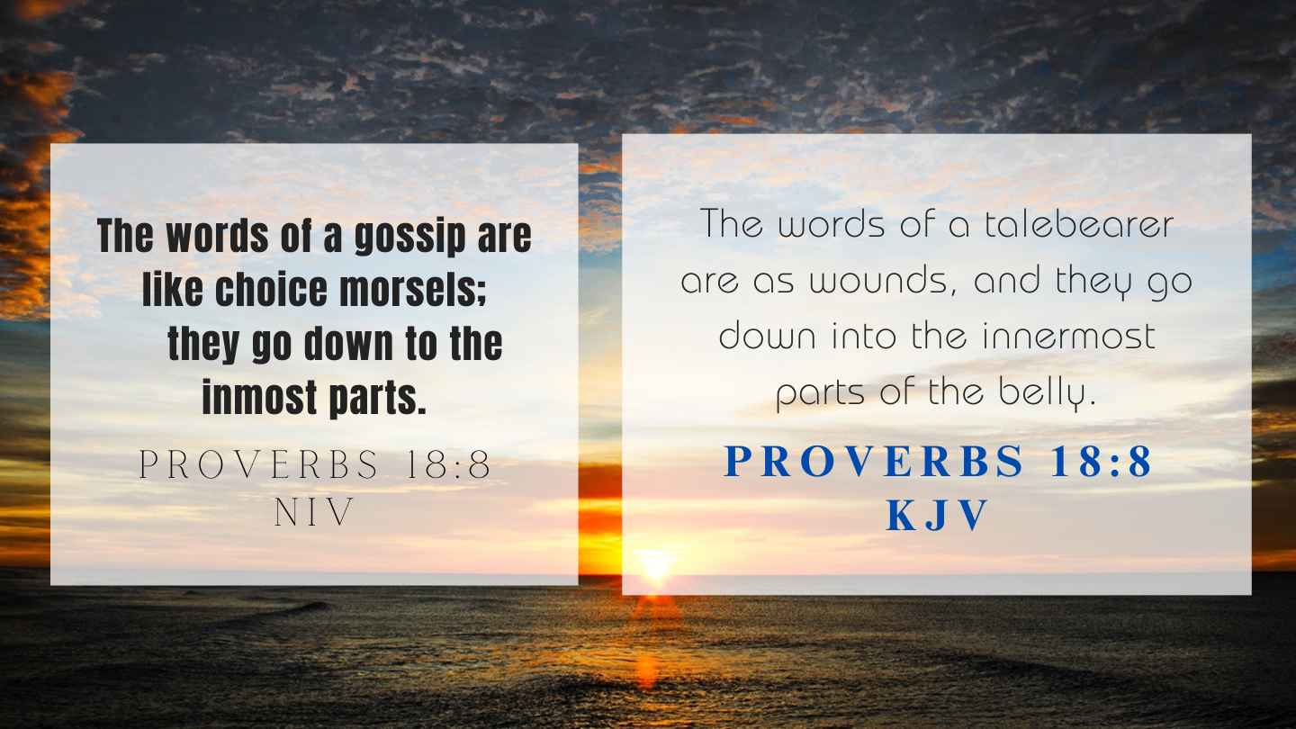 Proverbs 18:8 KJV and NIV
