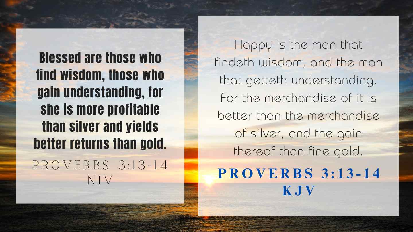 Proverbs 3:13-14 KJV and NIV