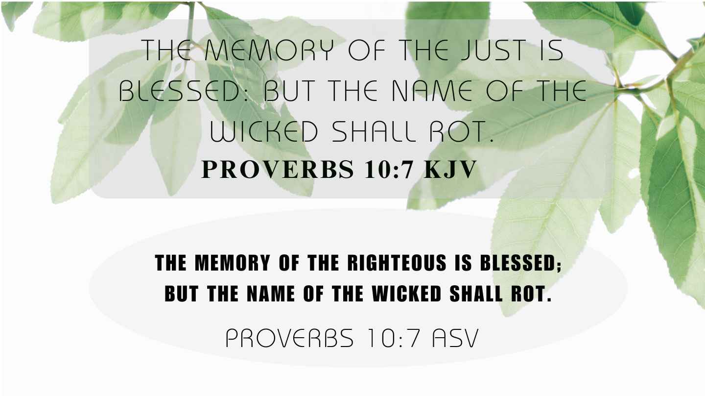 Verse today Proverbs 10:7 May 13 2024