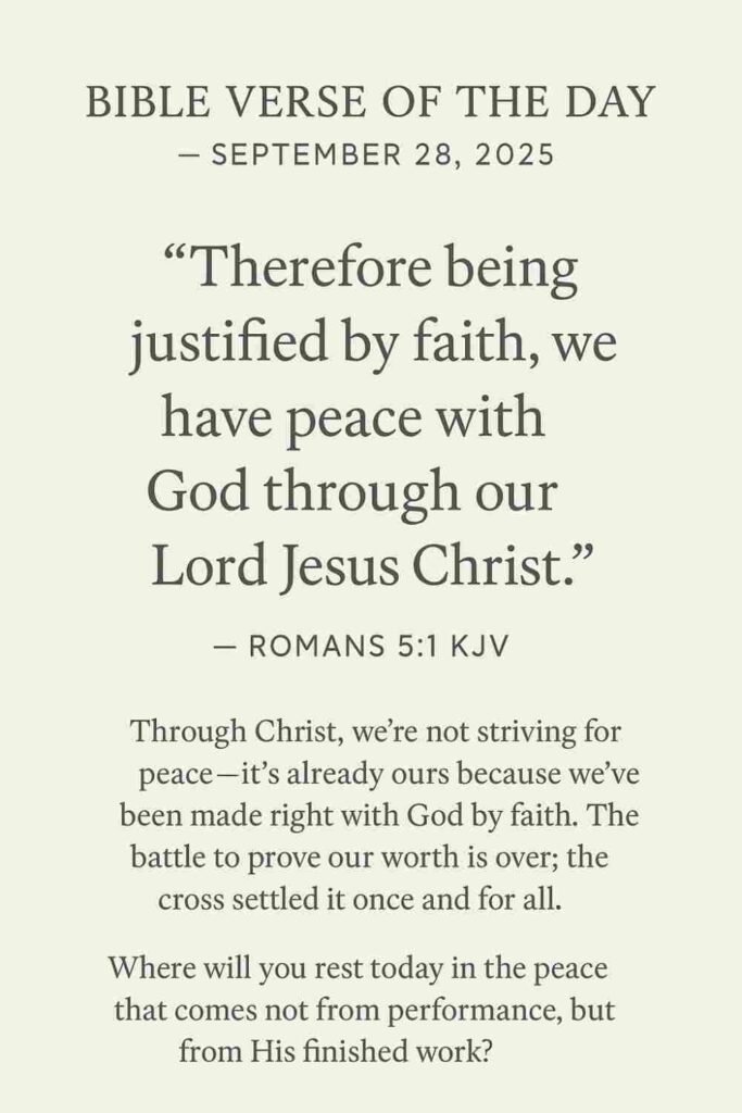 Reflection on Today's Verse from Romans 5:1 - September 28th 2025
