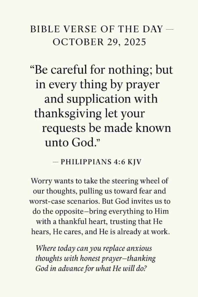 Reflection on Today's Verse from Philippians 4:6 - October 29th 2025