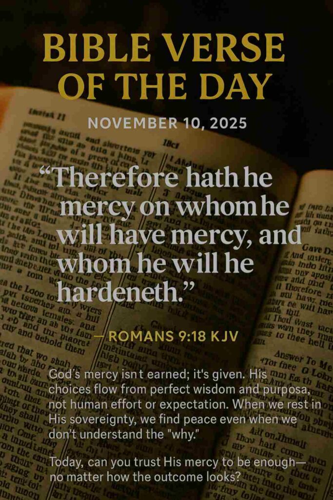 Reflection on Today's Verse from Romans 9:18 - November 10th 2025