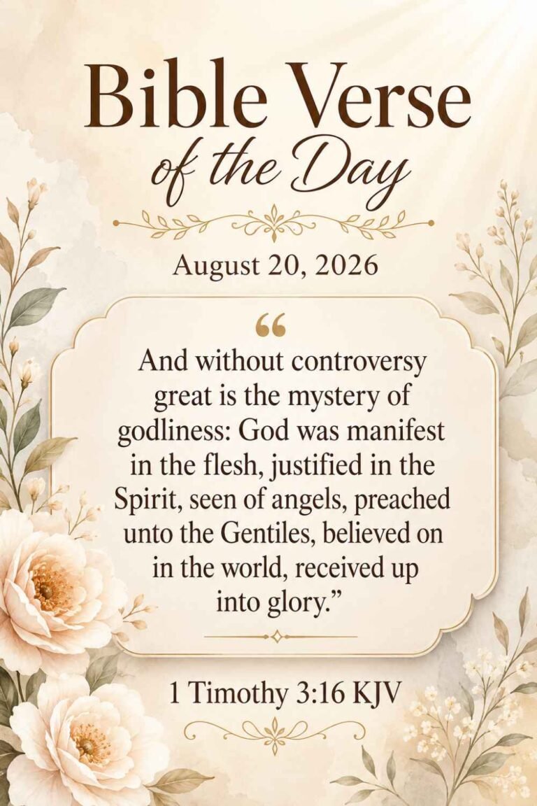 Reflection on Today's Verse from 1 Timothy 3:16 for August 20, 2026