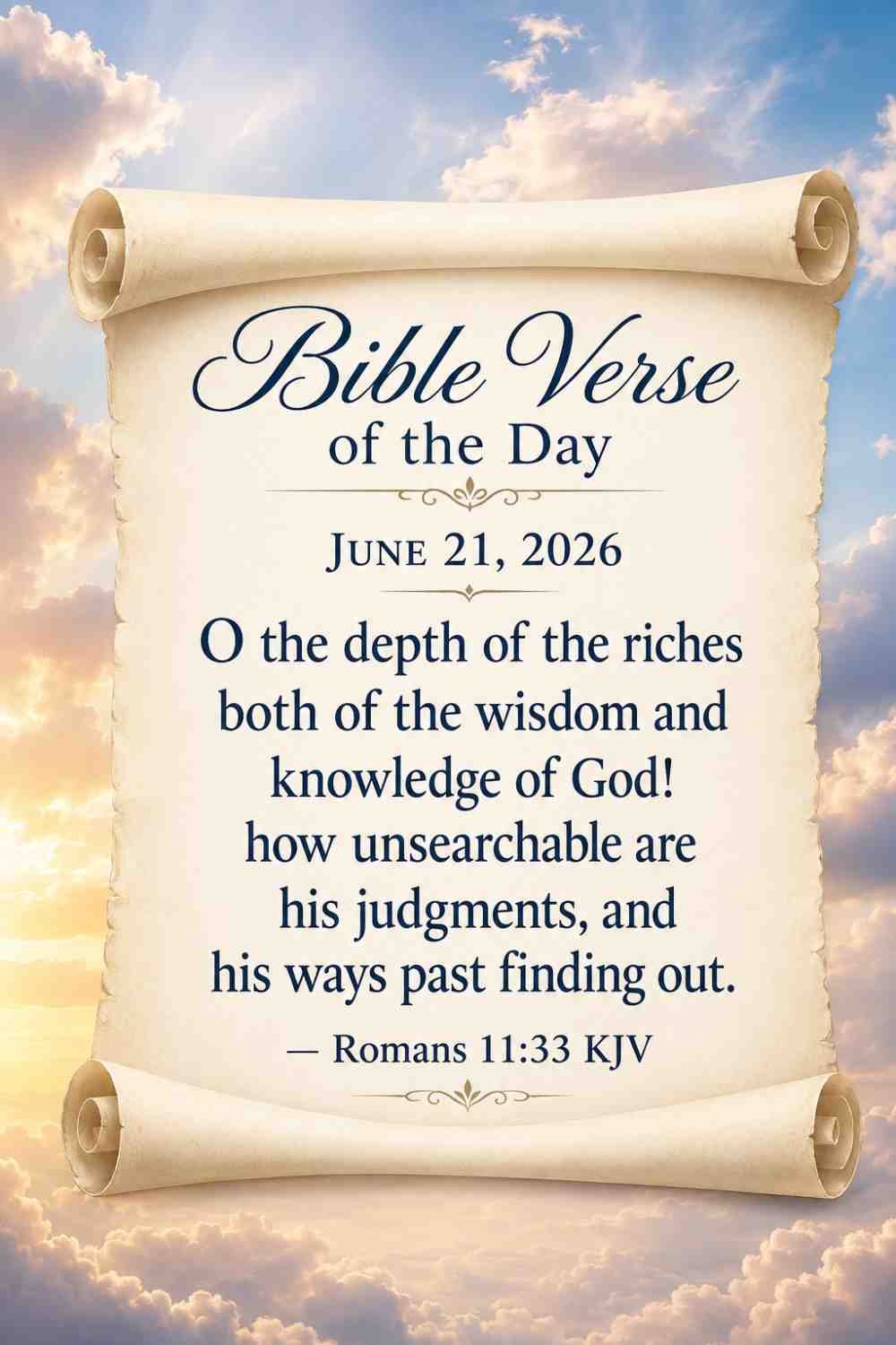 Romans 11:33 – Today’s Verse for June 21, 2026 Sunday